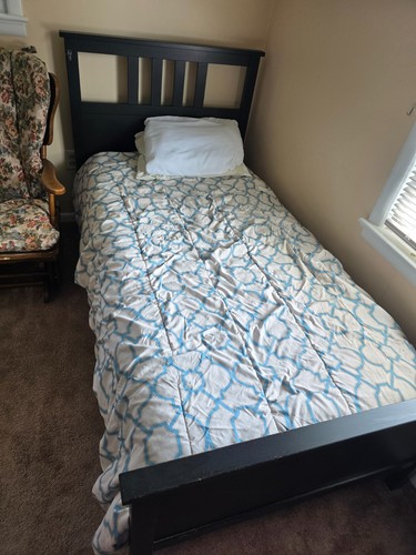 Ikea black wooden twin bed - ikea,